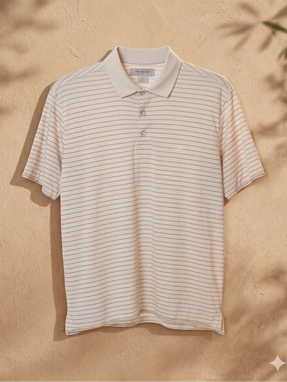 Rag & Bone Men’s XL Cream Tan Striped Polo Shirt Quiet Luxury